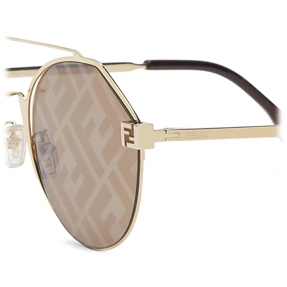 Fendi - Fendi Sky - Occhiali da Sole Rotondi - Oro Marrone - Occhiali da Sole - Fendi Eyewear