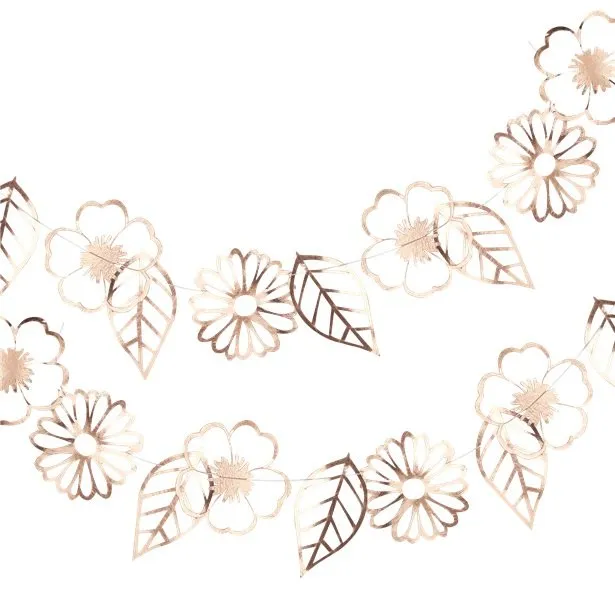 Festone di fiori rosa oro 3m