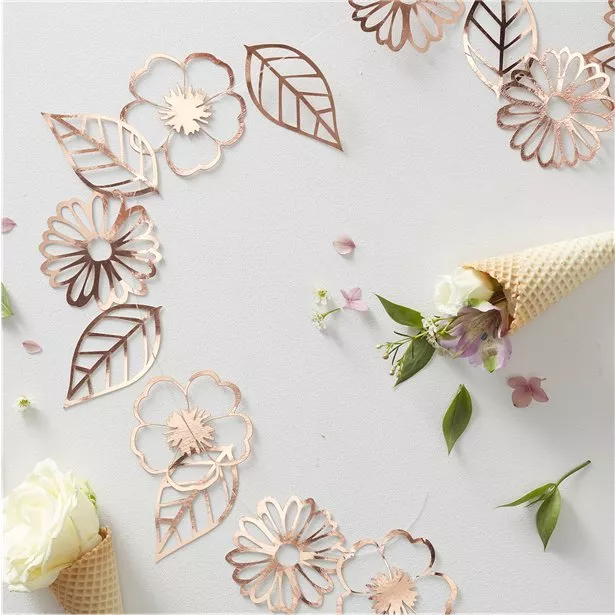 Festone di fiori rosa oro 3m