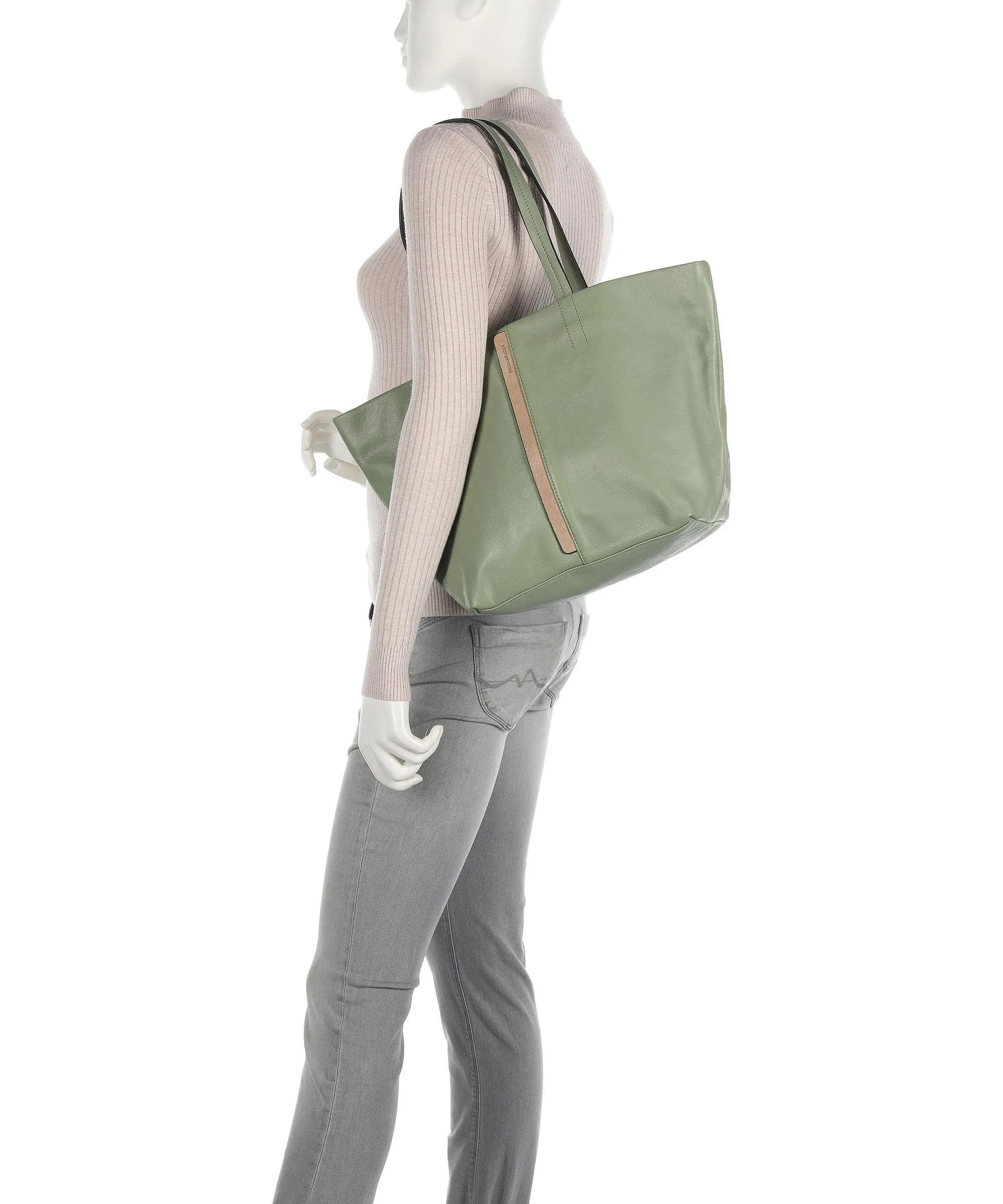  FredsBruder Shea Borsa shopper pelle granulata verde  