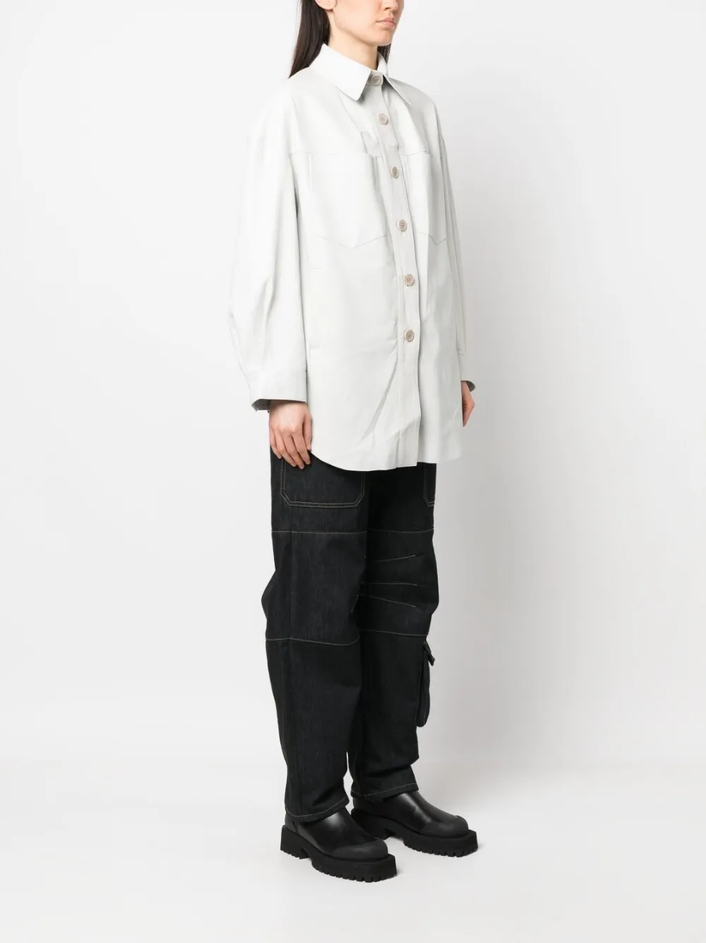 Giacca-camicia oversize in bianco - donna