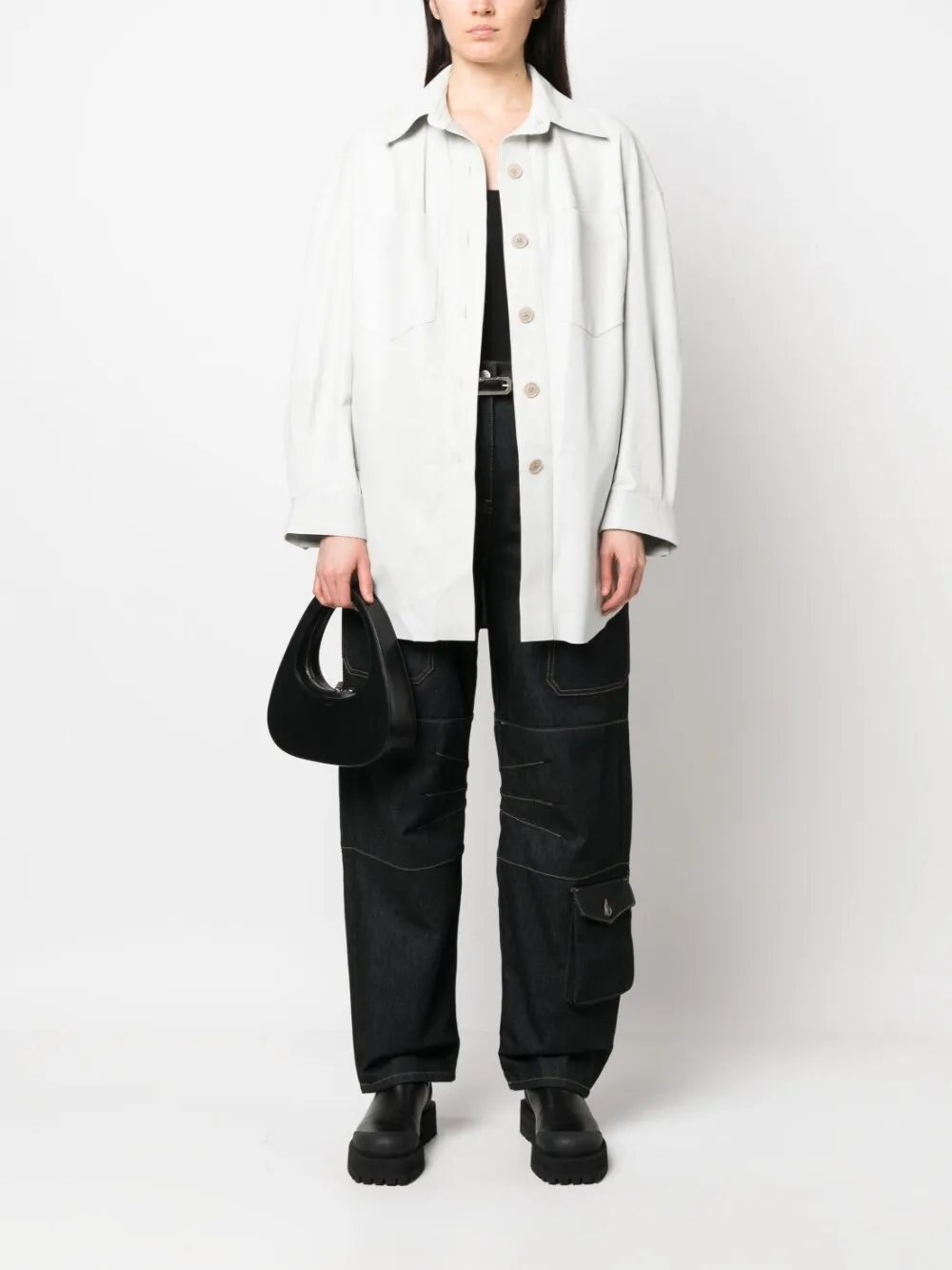 Giacca-camicia oversize in bianco - donna