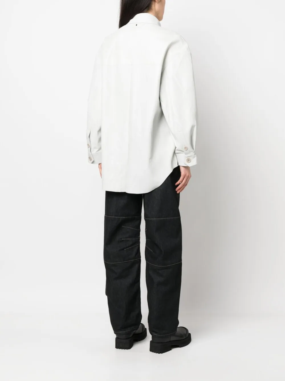 Giacca-camicia oversize in bianco - donna