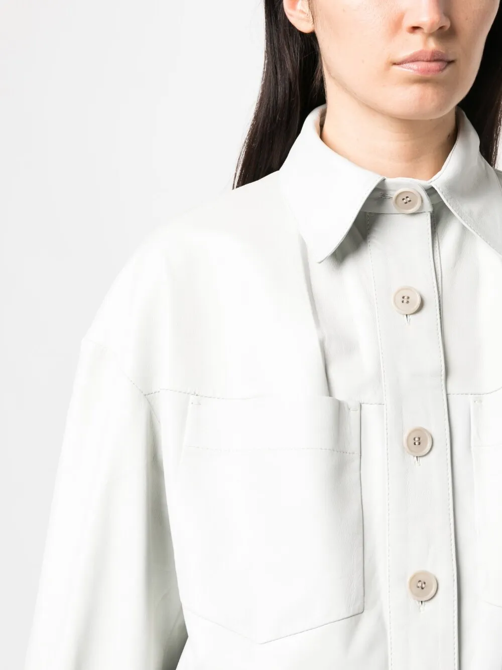 Giacca-camicia oversize in bianco - donna