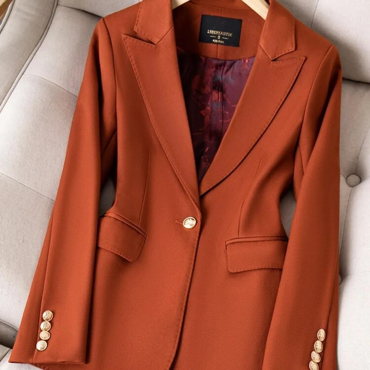 Giacca da donna blazer da donna nera kaki rossa caffè di alta qualità Cappotto formale da donna a maniche lunghe solido da lavor