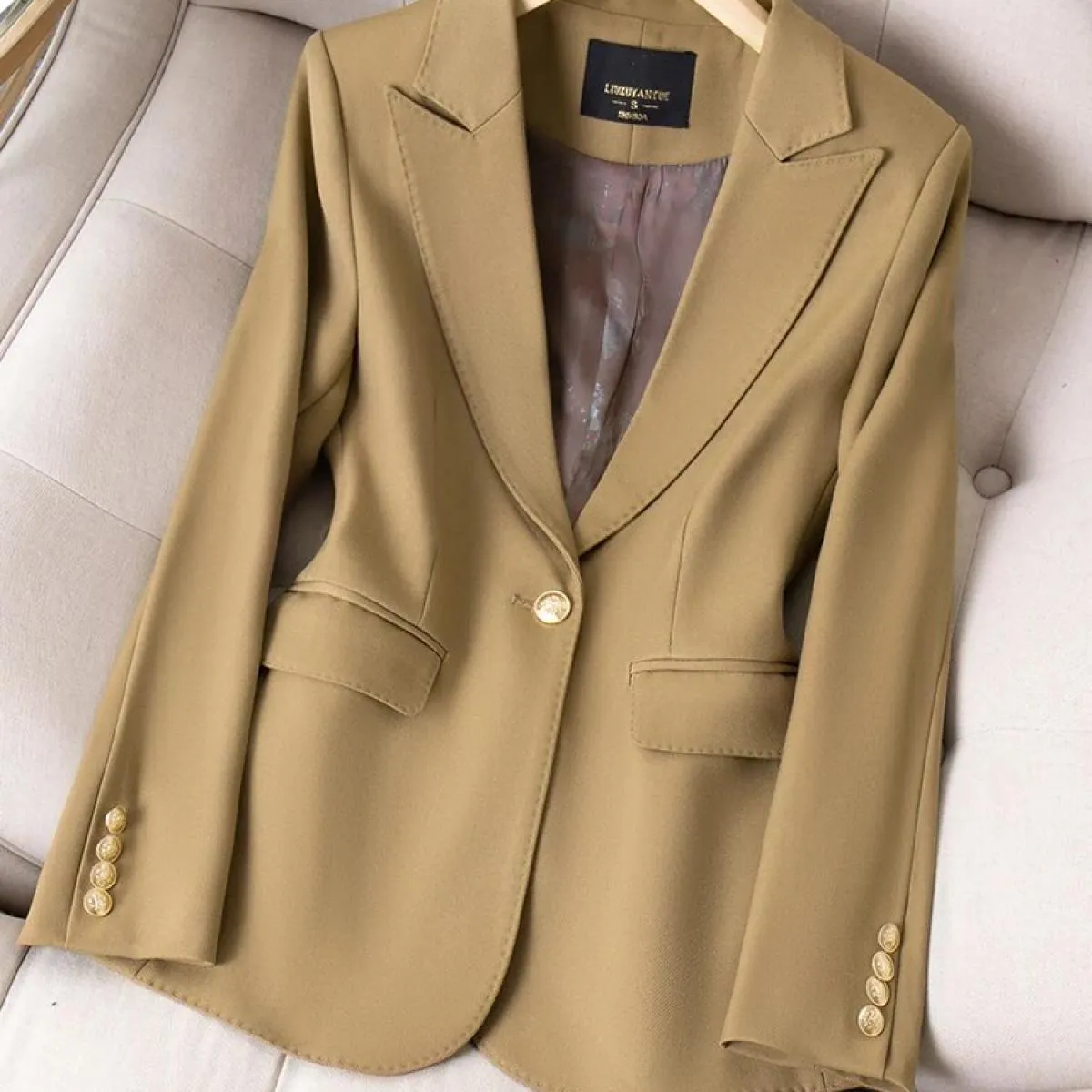 Giacca da donna blazer da donna nera kaki rossa caffè di alta qualità Cappotto formale da donna a maniche lunghe solido da lavor