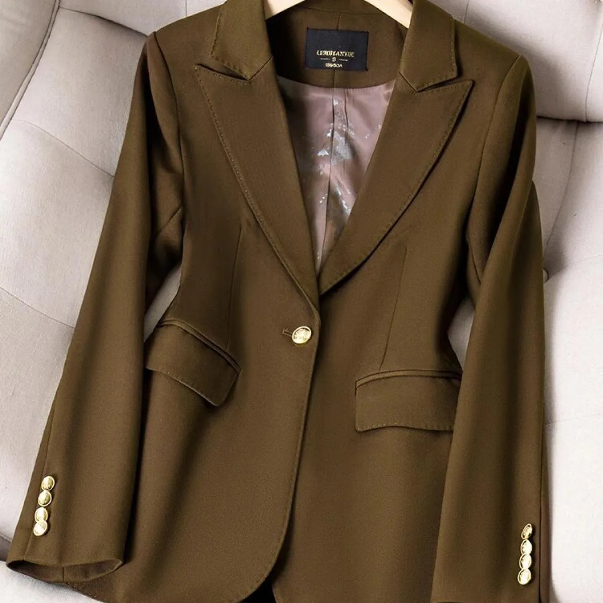 Giacca da donna blazer da donna nera kaki rossa caffè di alta qualità Cappotto formale da donna a maniche lunghe solido da lavor