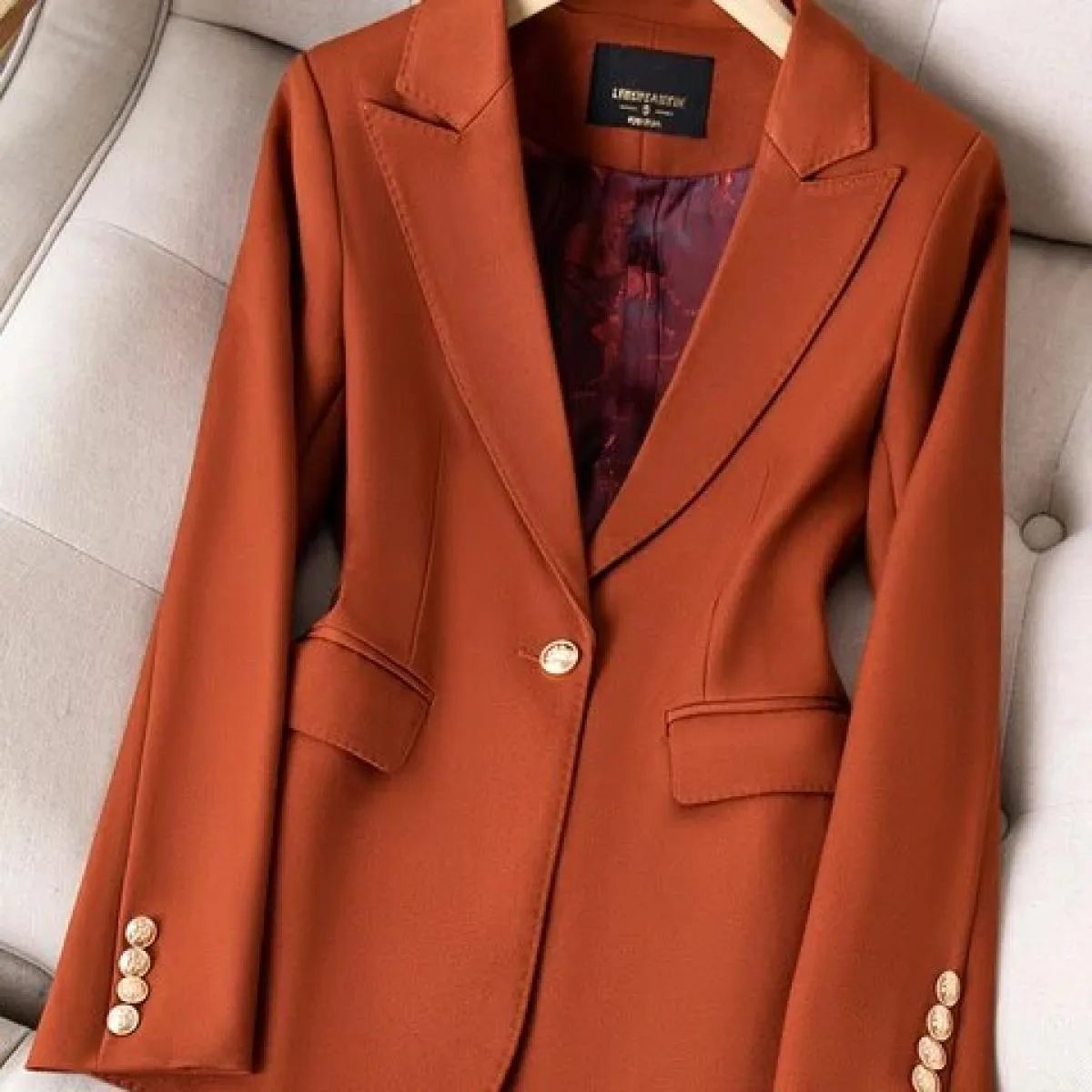 Giacca da donna blazer da donna nera kaki rossa caffè di alta qualità Cappotto formale da donna a maniche lunghe solido da lavor
