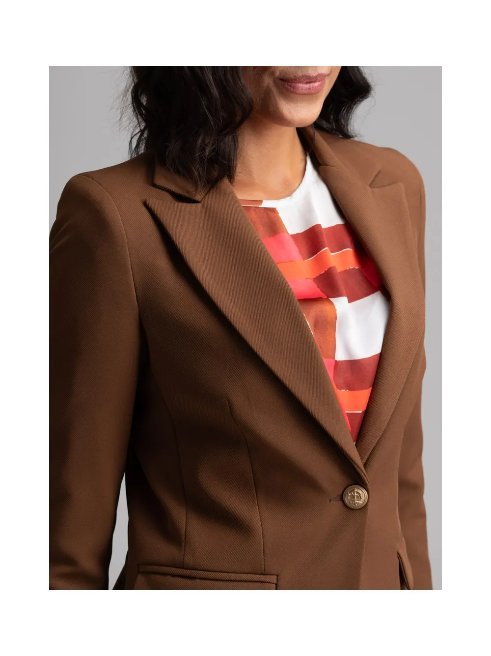 Giacca donna color tabacco in tessuto Cavallery