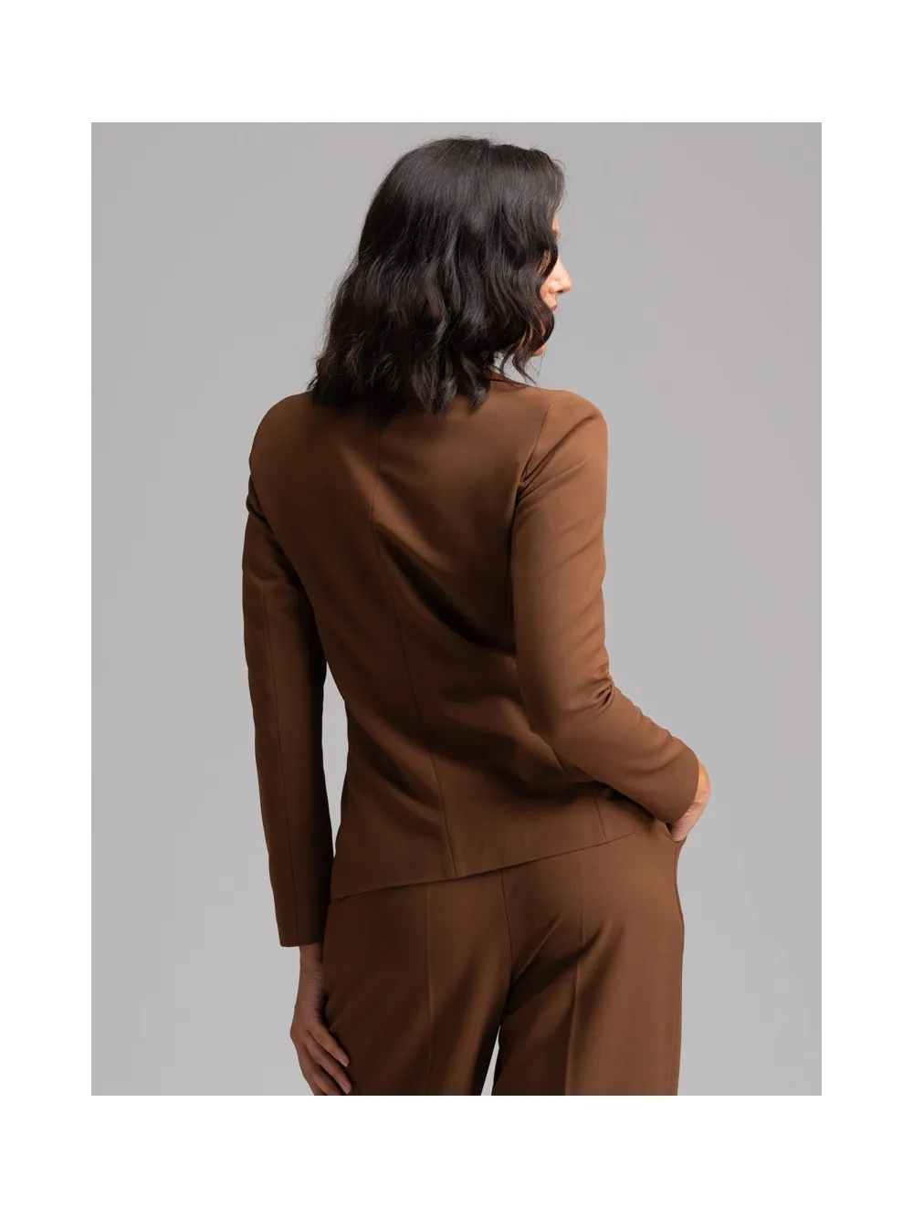 Giacca donna color tabacco in tessuto Cavallery