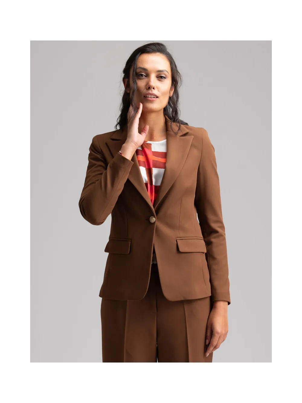 Giacca donna color tabacco in tessuto Cavallery
