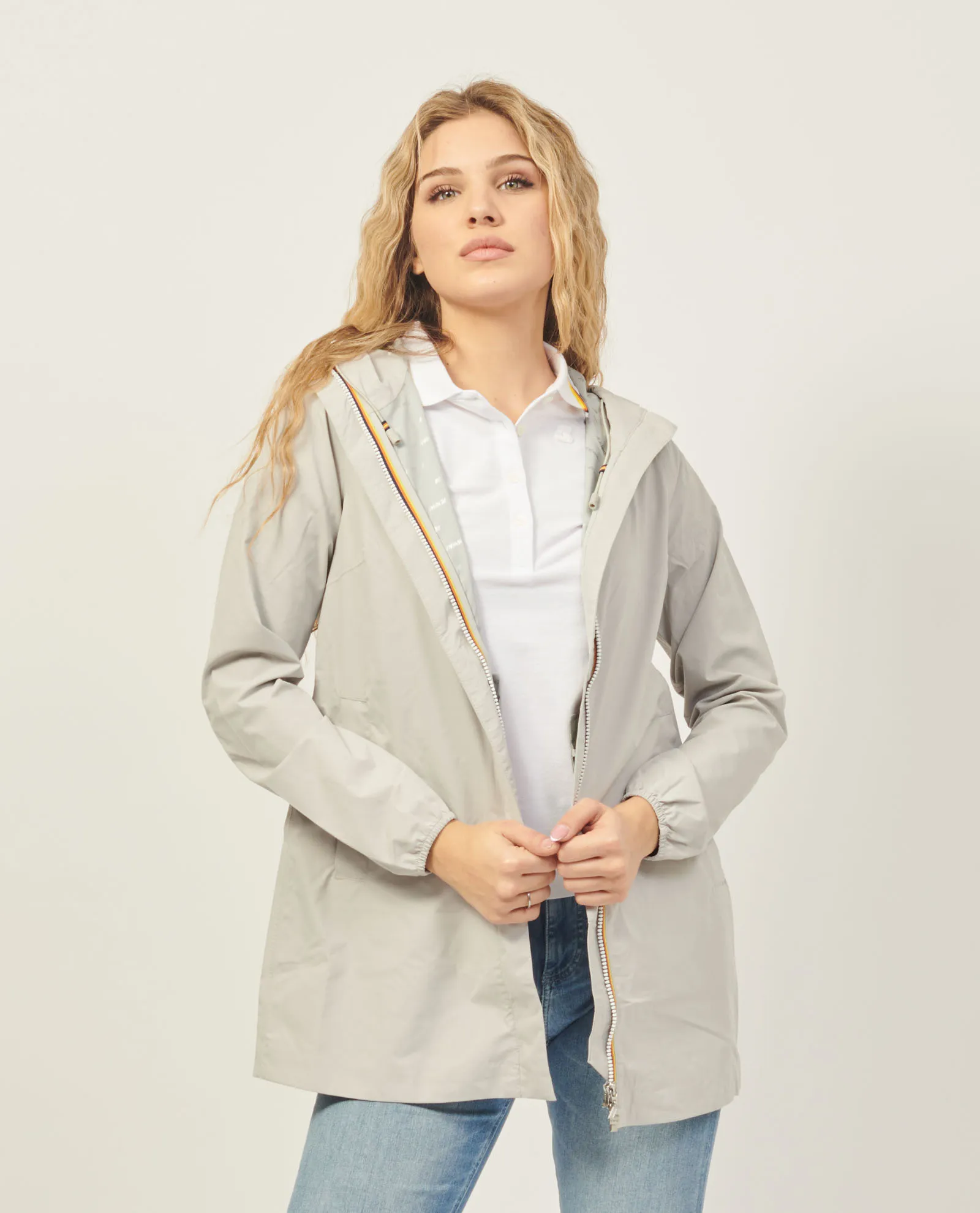 Giacca donna K-way Sophie lunghezza 3/4 con cappuccio