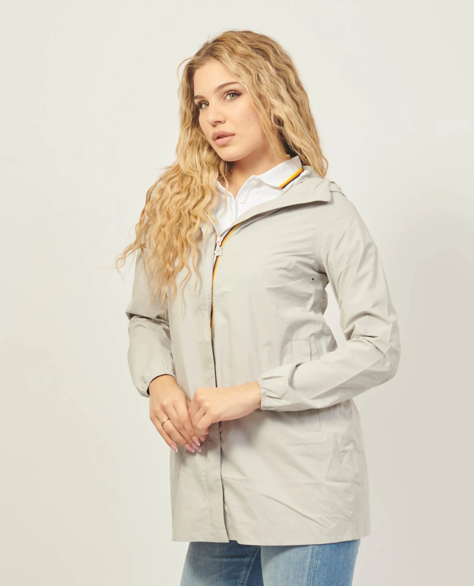 Giacca donna K-way Sophie lunghezza 3/4 con cappuccio
