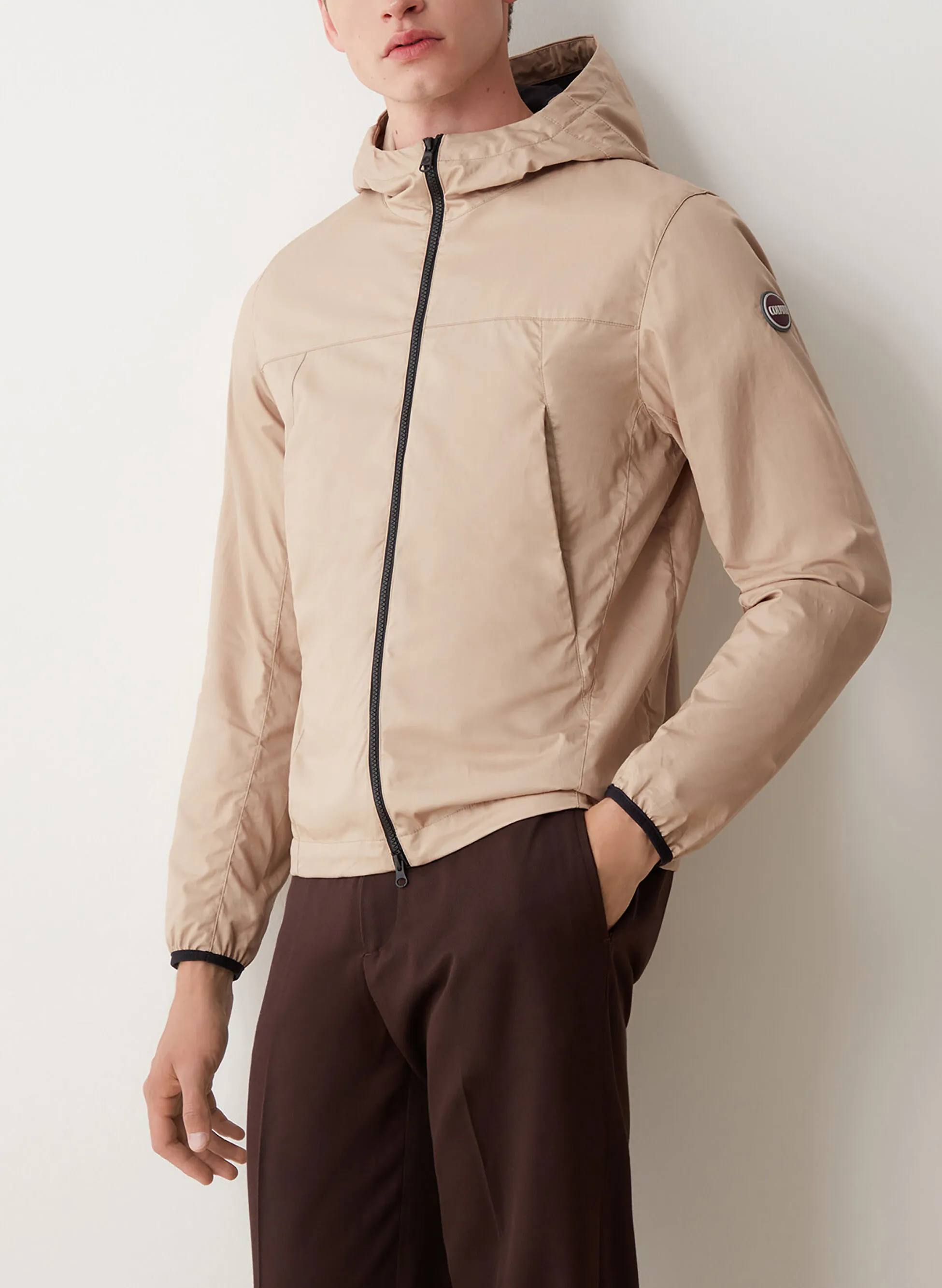 giacca in twill di cotone con cappuccio
