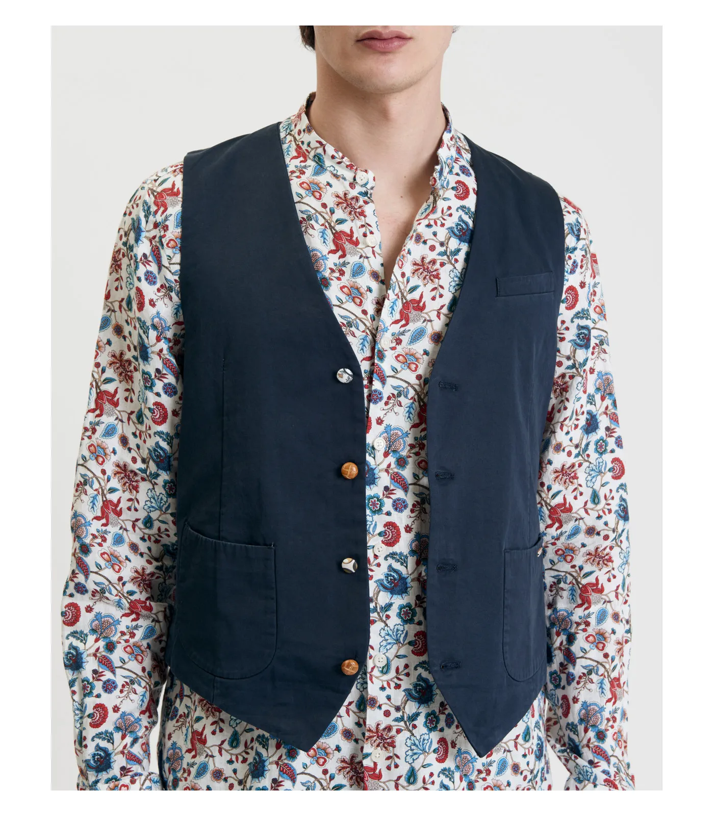 GIANNI LUPO Gilet con bottoni in fantasia bl