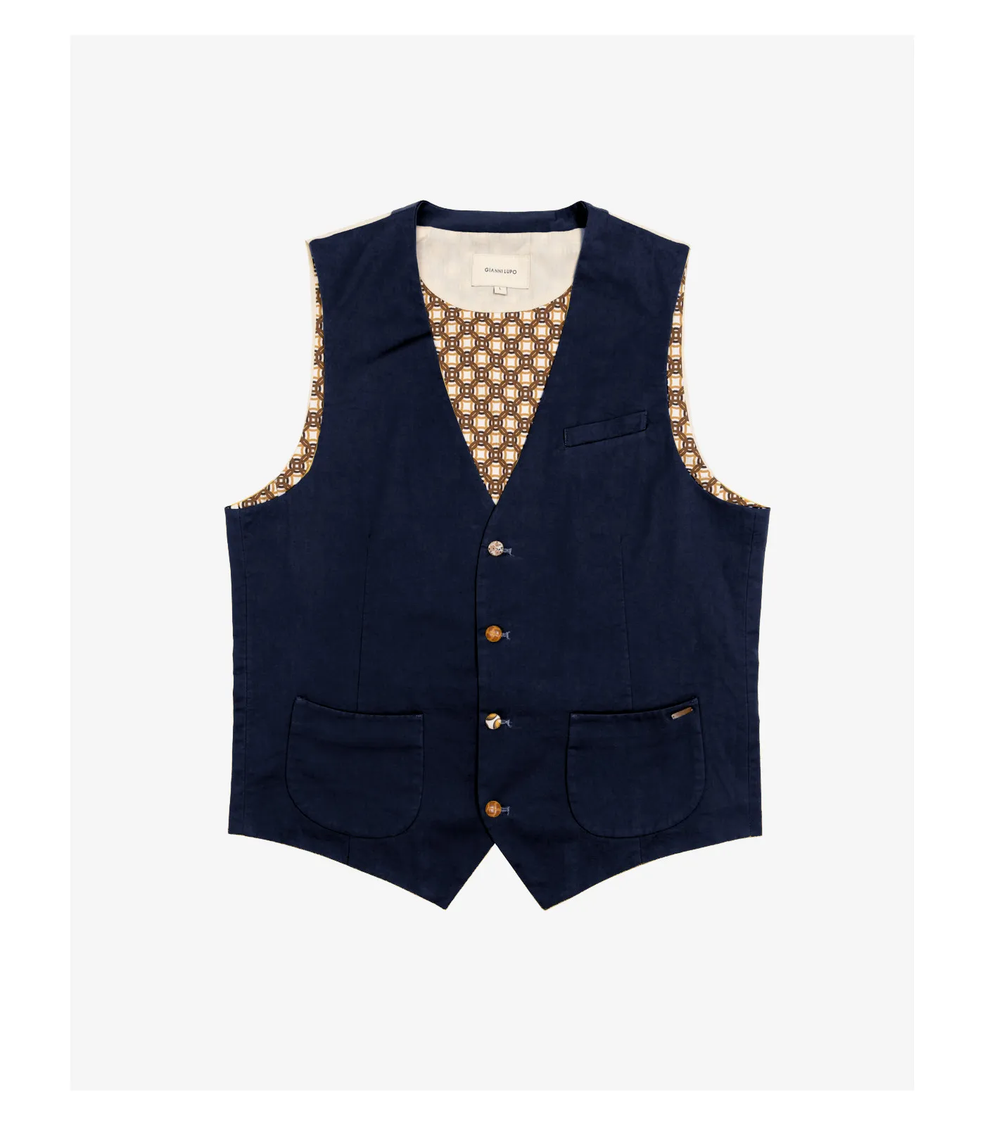 GIANNI LUPO Gilet con bottoni in fantasia bl