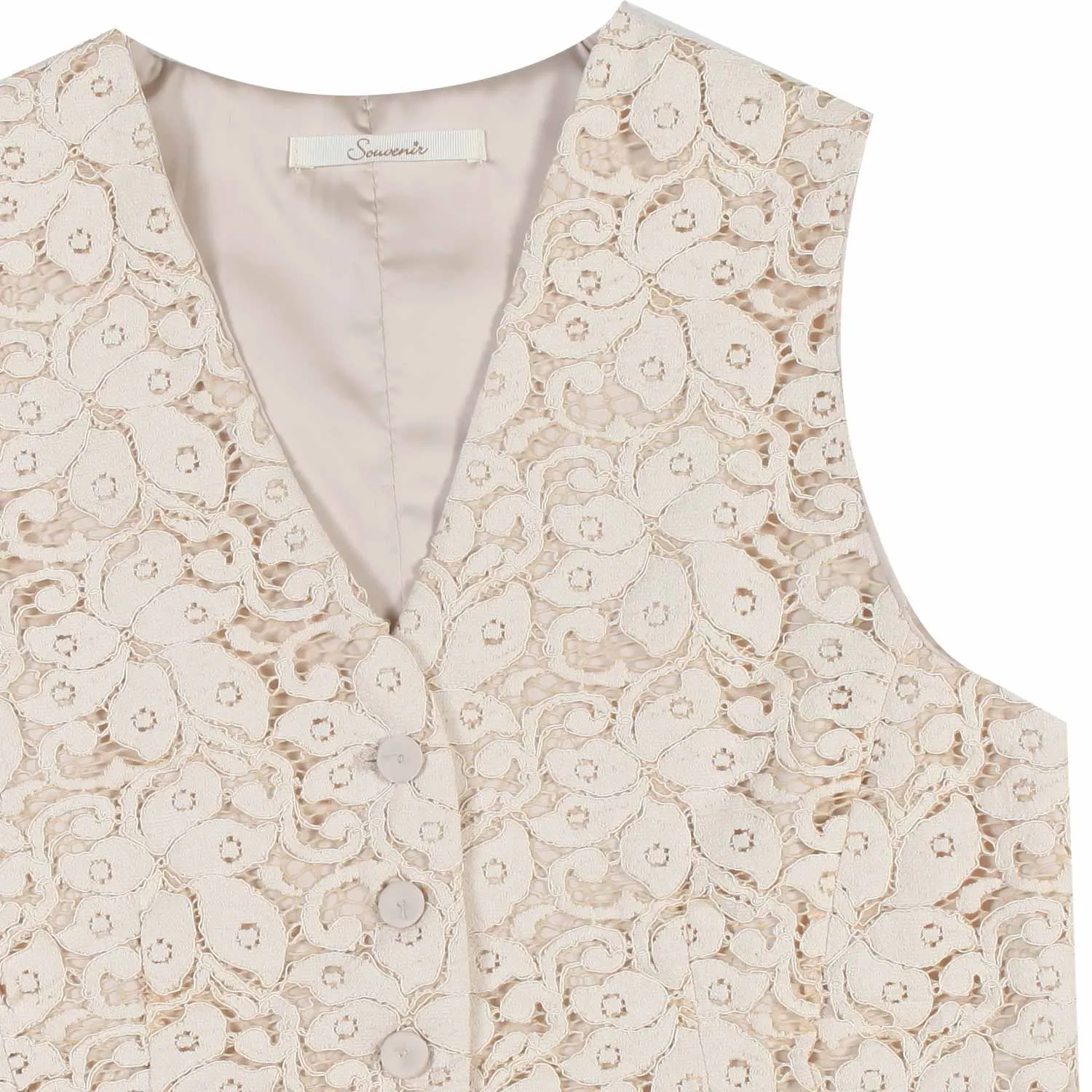 Gilet Bianco Panna In Pizzo Donna E Teenager