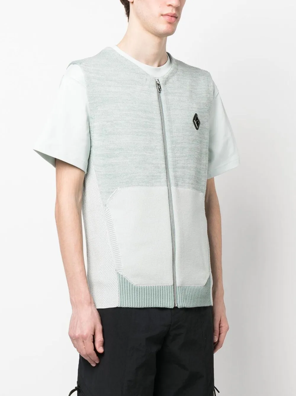 Gilet con placca logo in blu - uomo