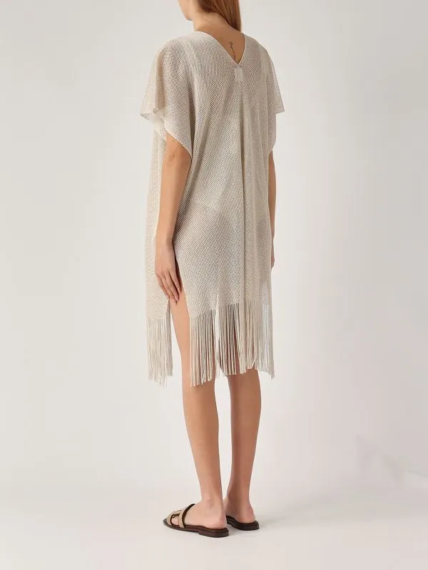 Gilet donna Max Mara Beachwear Iacopo in maglia di viscosa lurex Platino