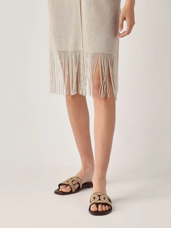 Gilet donna Max Mara Beachwear Iacopo in maglia di viscosa lurex Platino