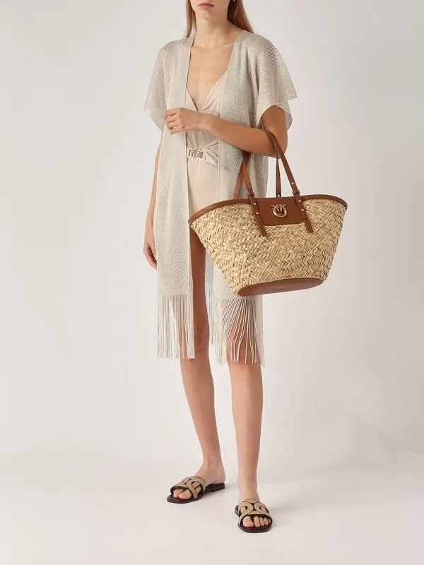 Gilet donna Max Mara Beachwear Iacopo in maglia di viscosa lurex Platino