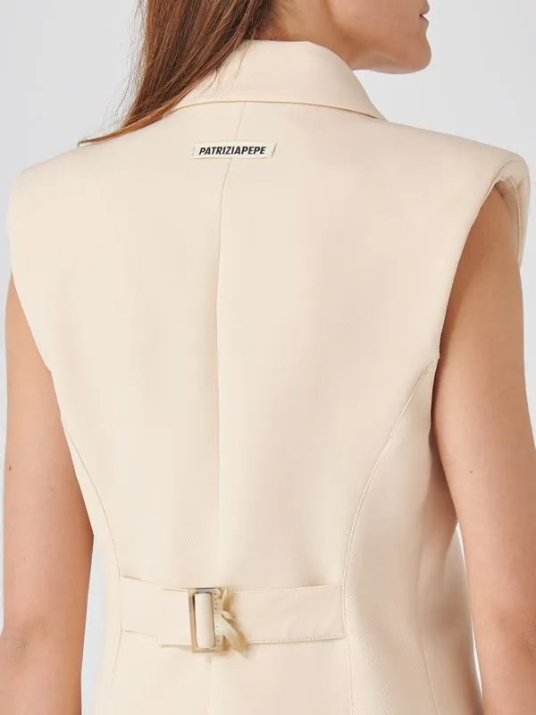 Gilet donna Patrizia Pepe in crepe stretch Avorio