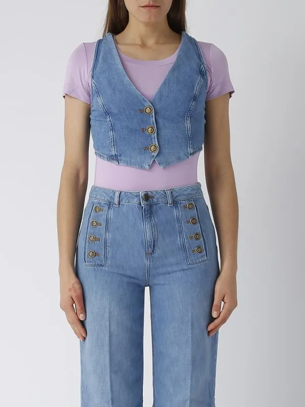 Gilet donna Twinset in jeans Denim Medio