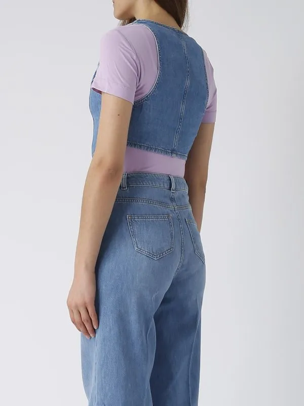 Gilet donna Twinset in jeans Denim Medio
