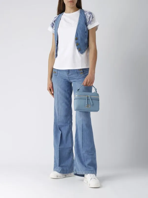 Gilet donna Twinset in jeans Denim Medio