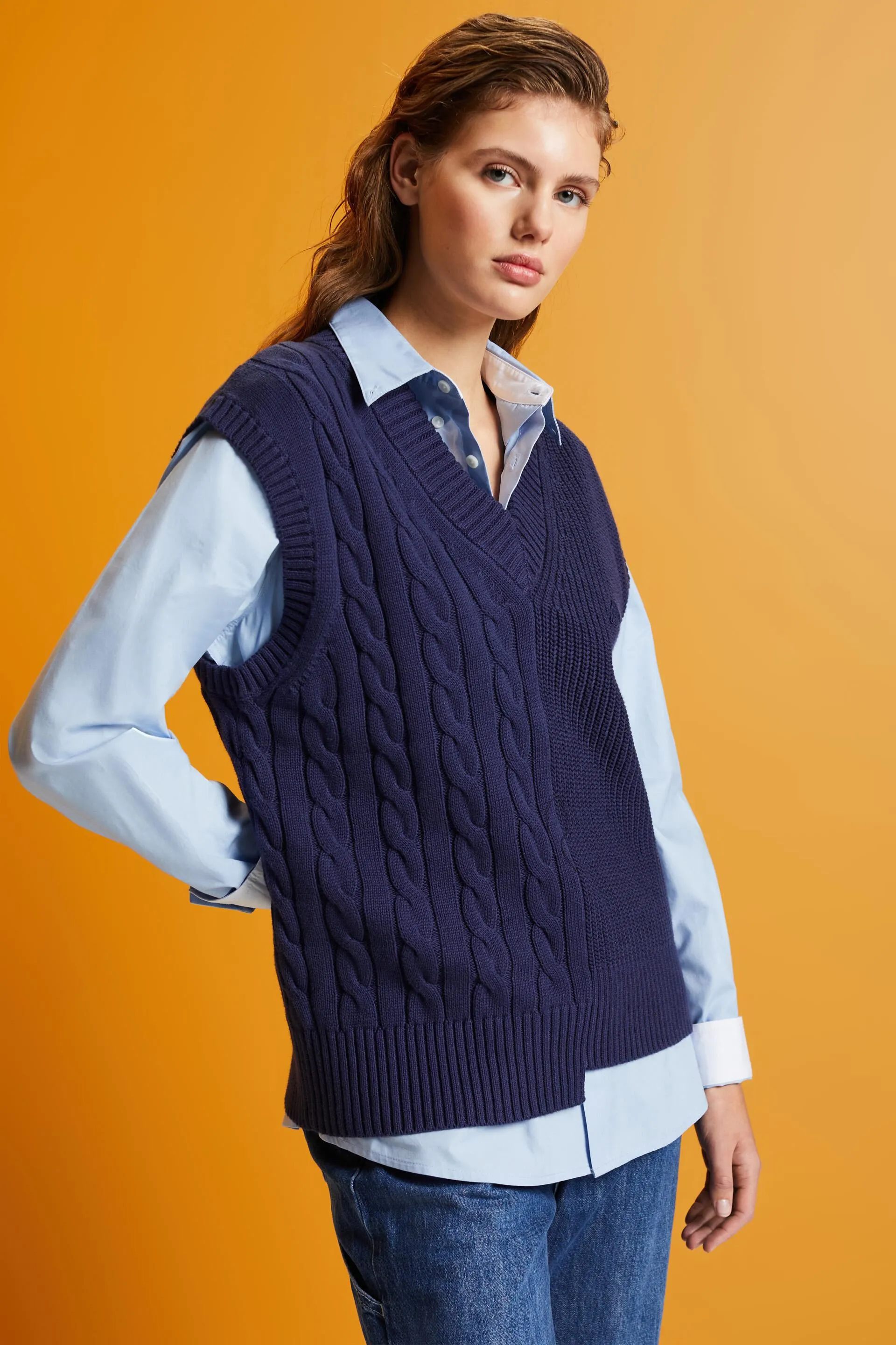 Gilet in maglia larga con motivi misti