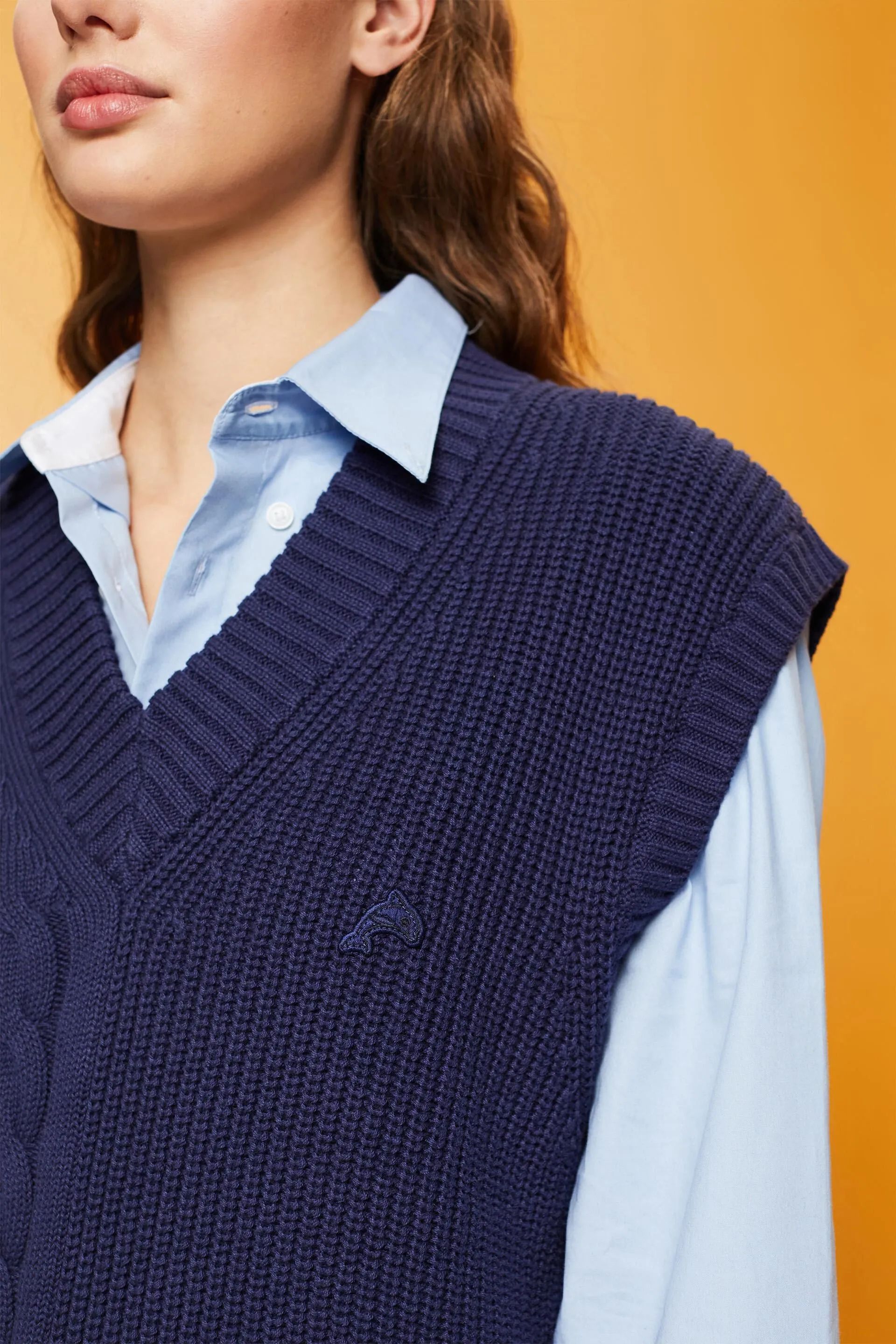 Gilet in maglia larga con motivi misti