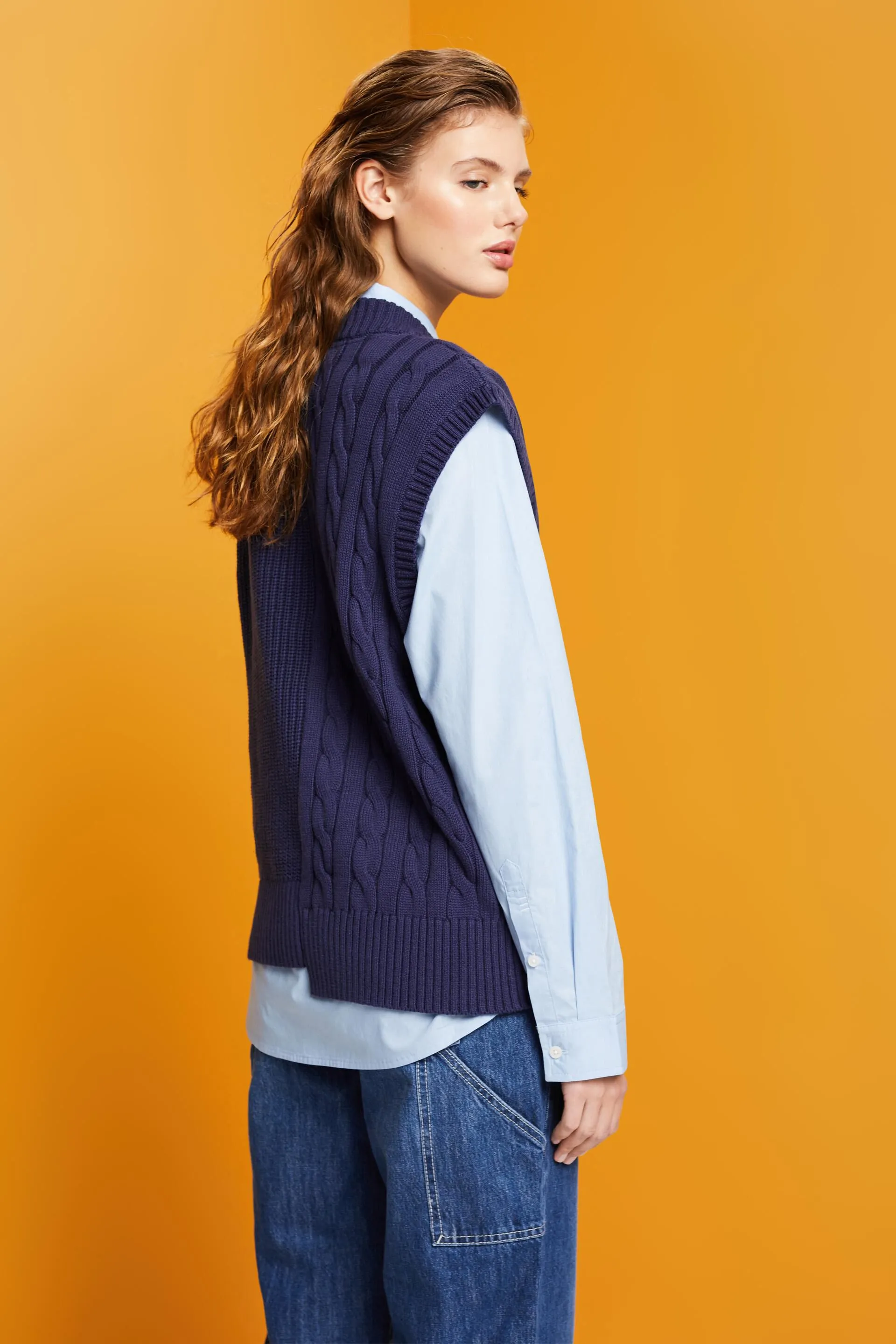 Gilet in maglia larga con motivi misti