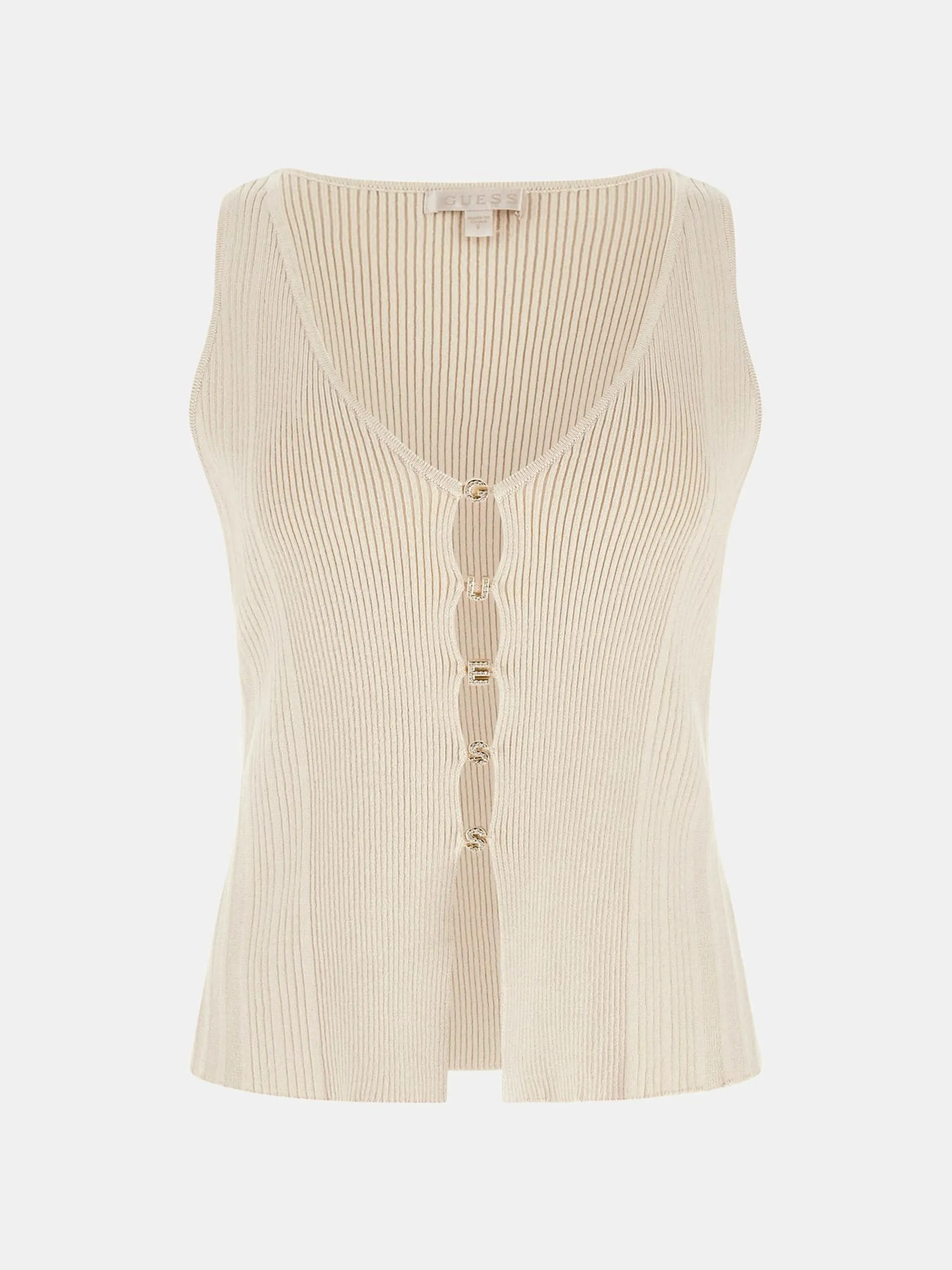 Gilet in maglia logo lettering gioiello guess