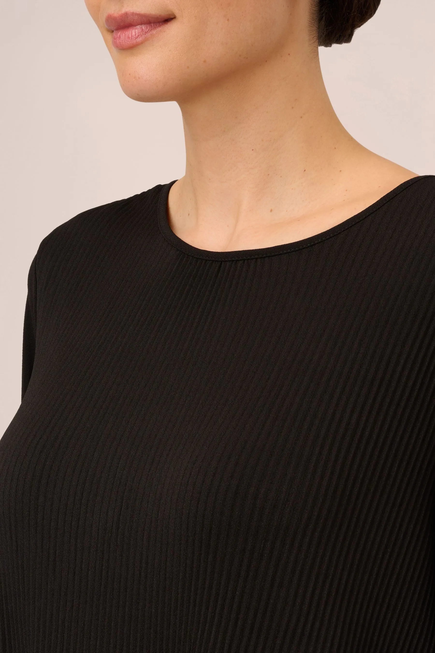 Girocollo Nero in maglia Adrianna Papell A pieghe - Abito