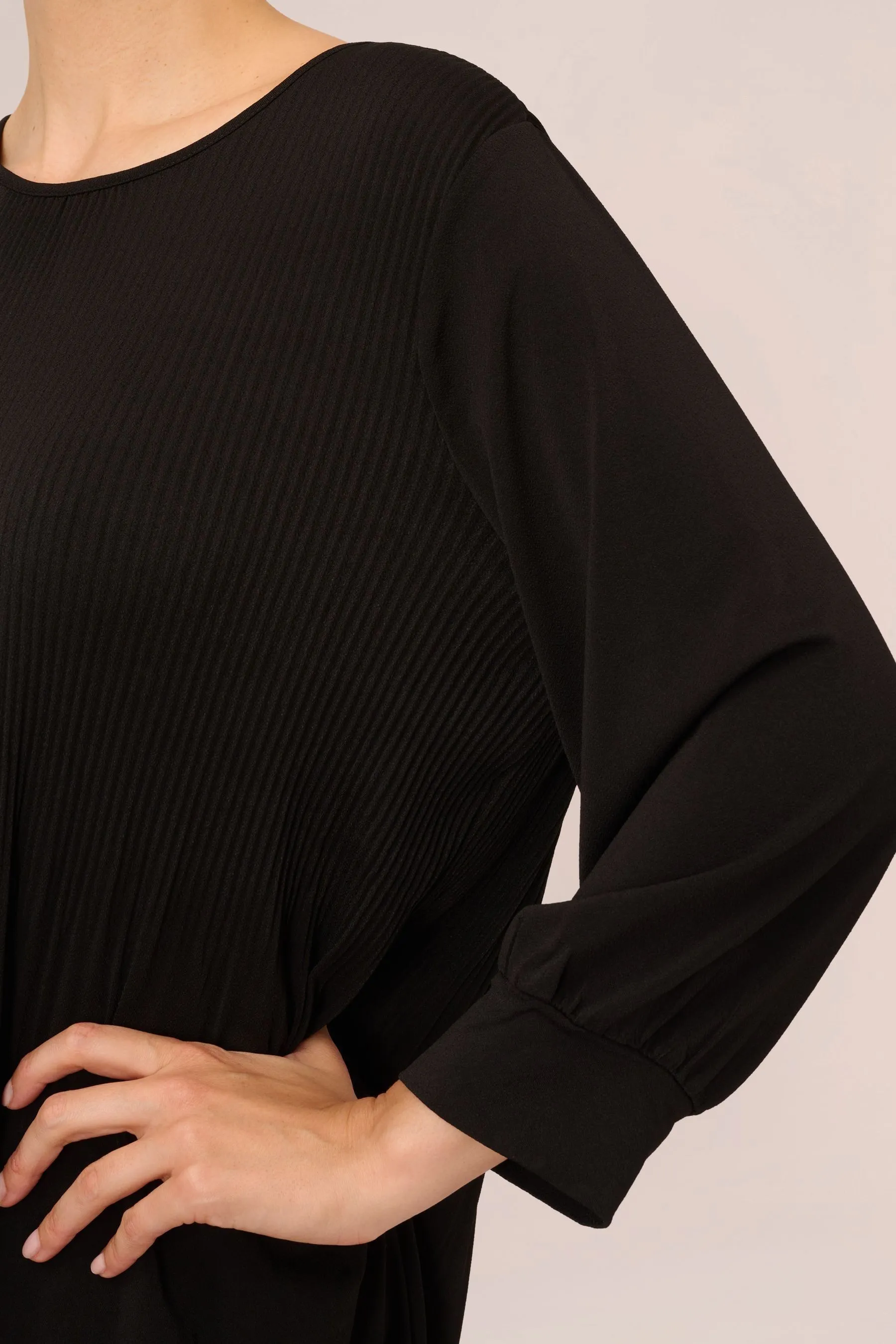 Girocollo Nero in maglia Adrianna Papell A pieghe - Abito