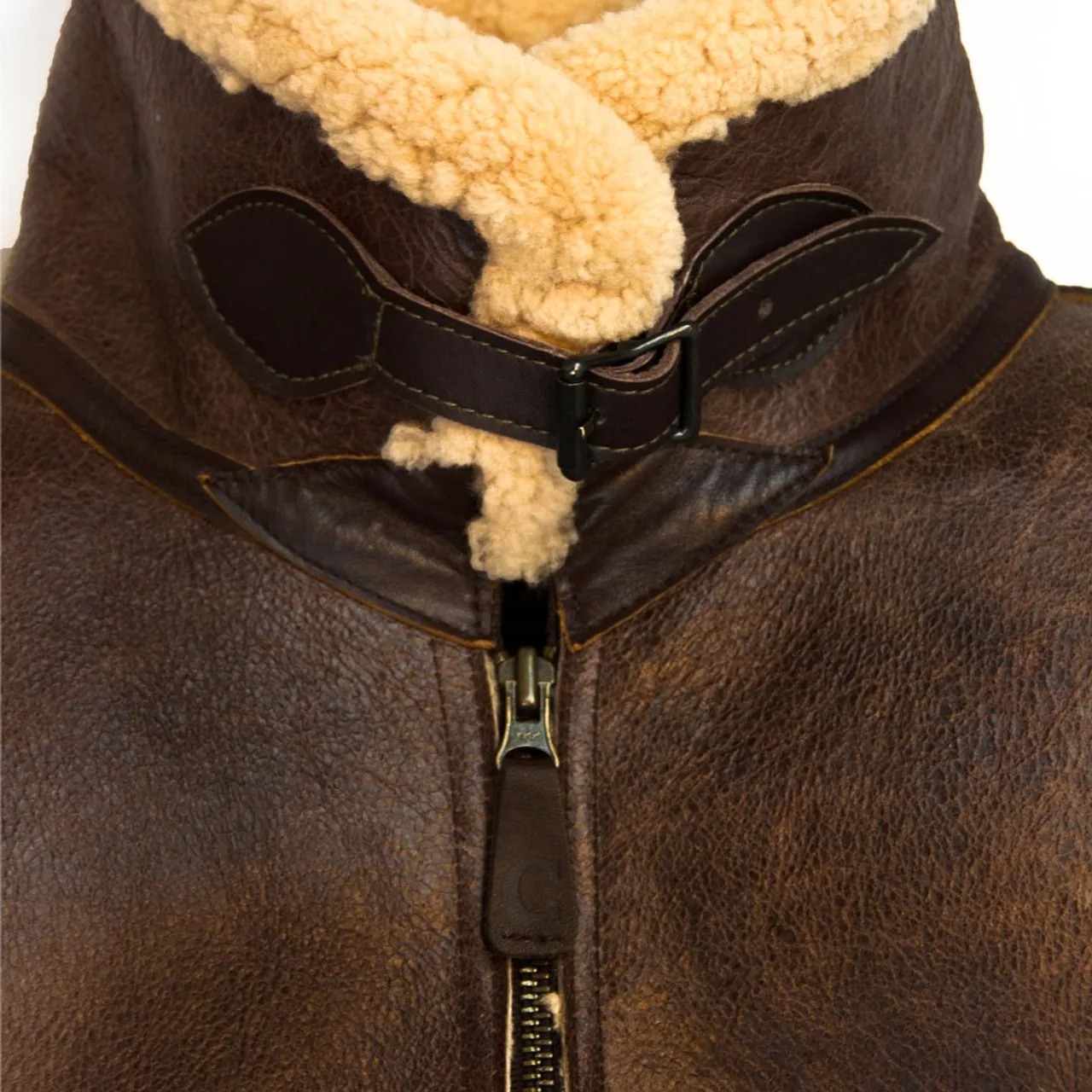 Giubbotto bomber in shearling Cockpit usa b-6 marrone prodotto negli Stati Uniti