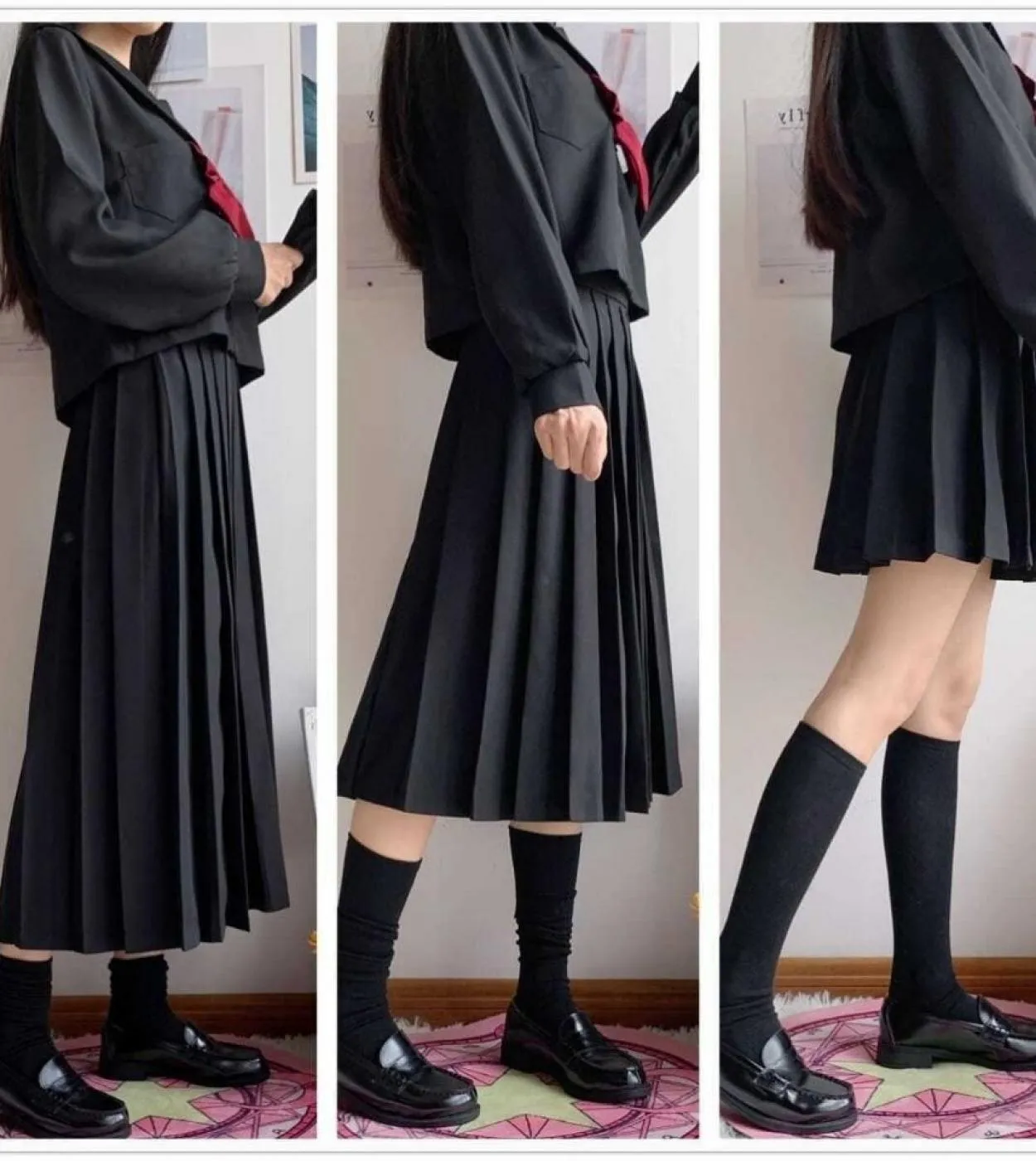 Gonna a pieghe Uniforme scolastica Uniforme scolastica Scuola estiva nera