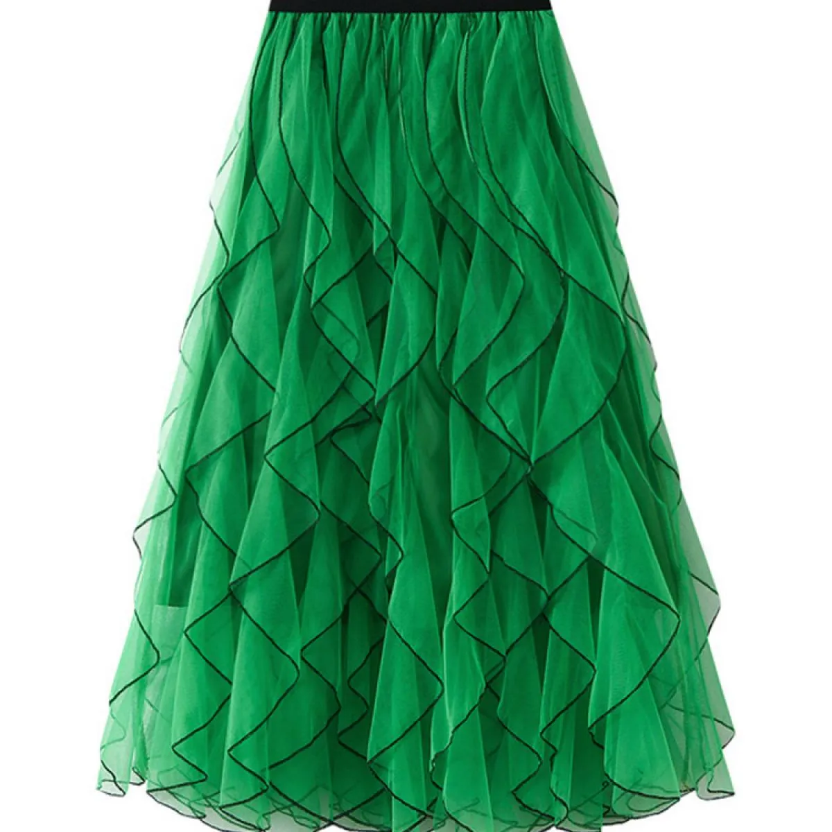 Gonna lunga a rete fluida vintage da donna Moda a vita alta Stereoscopico con volant Tutu a pieghe Gonne in tulle 2023 Autunno K