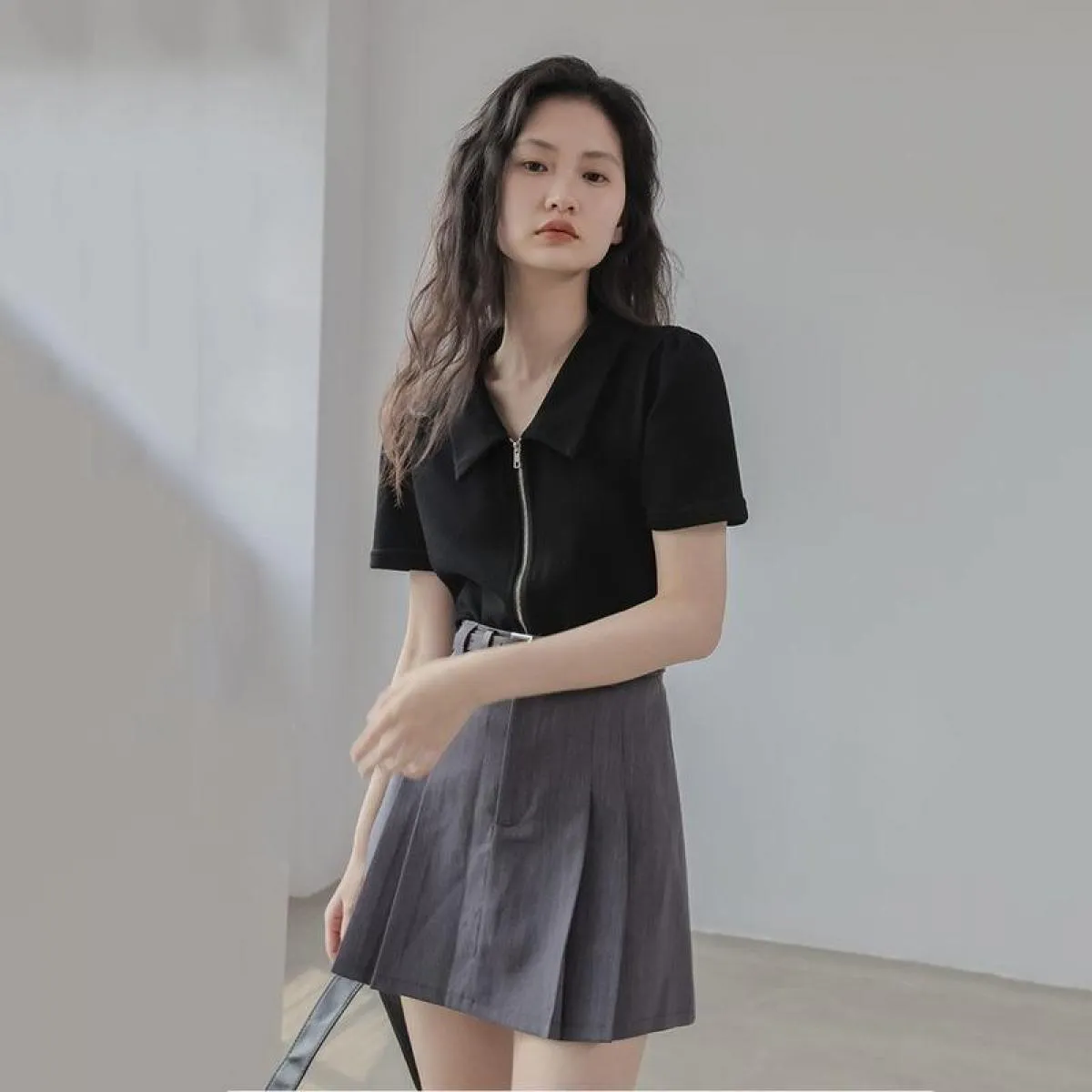 Gonne Donna Ins Mujer Incontri Causal Chic Empire High Street Summer Allmatch Gonna morbida a pieghe semplice con fondo femminil