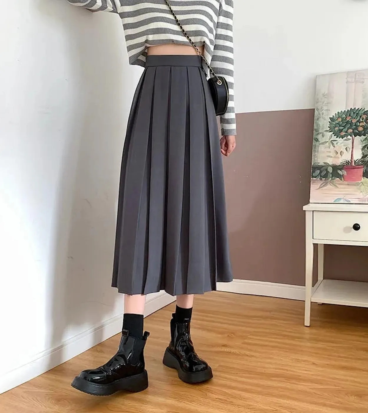Gonne lunghe a pieghe marroni vintage moda donna gonna longuette elegante a vita alta chic per gonne stile ragazze