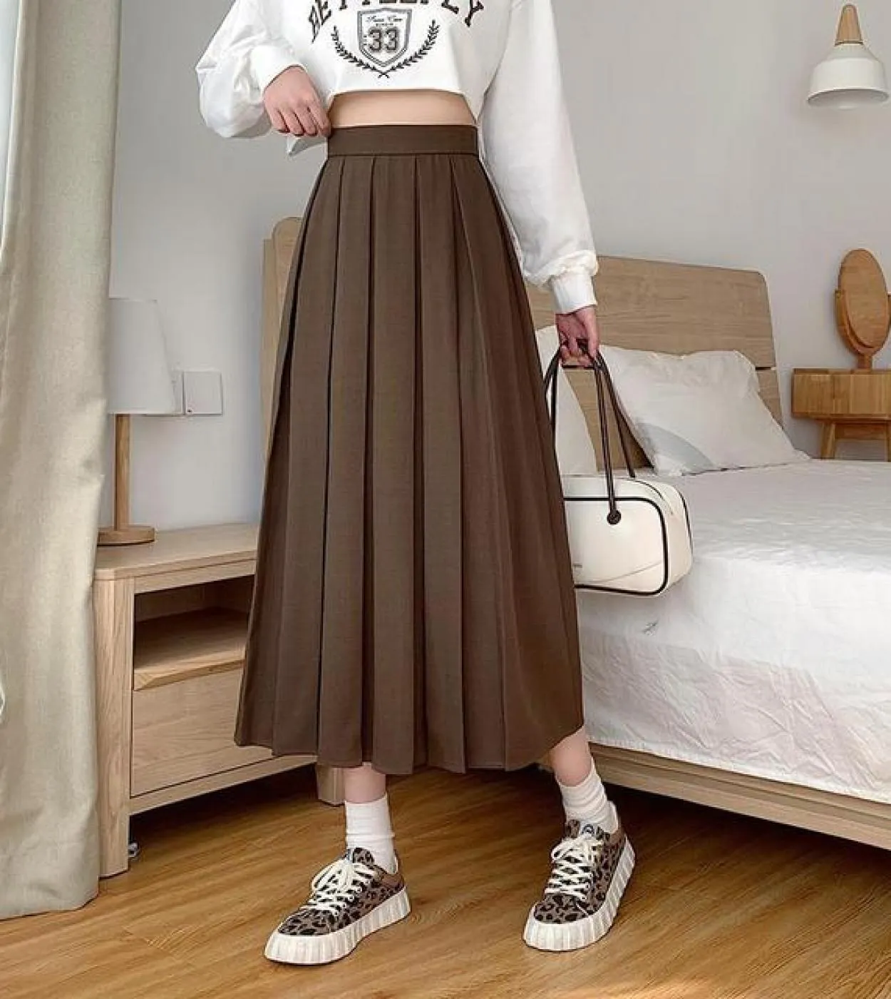 Gonne lunghe a pieghe marroni vintage moda donna gonna longuette elegante a vita alta chic per gonne stile ragazze