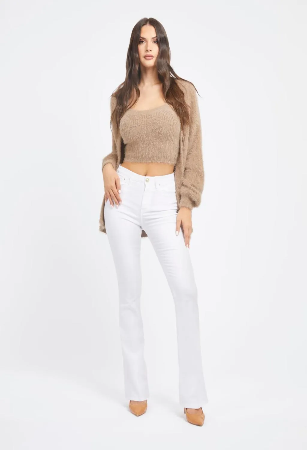 GUESS  pantalone a zampa bianco