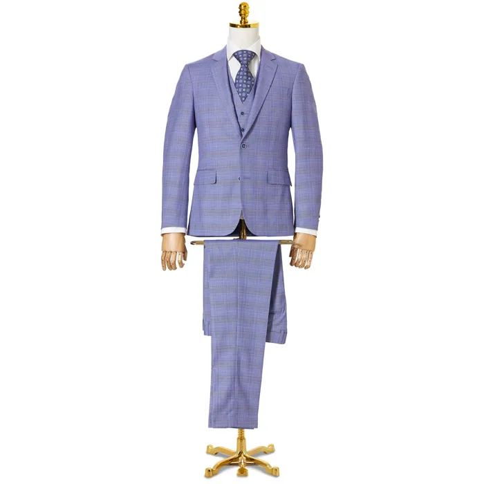 Henk ter Horst abito a tre pezzi a quadri glenncheck blu