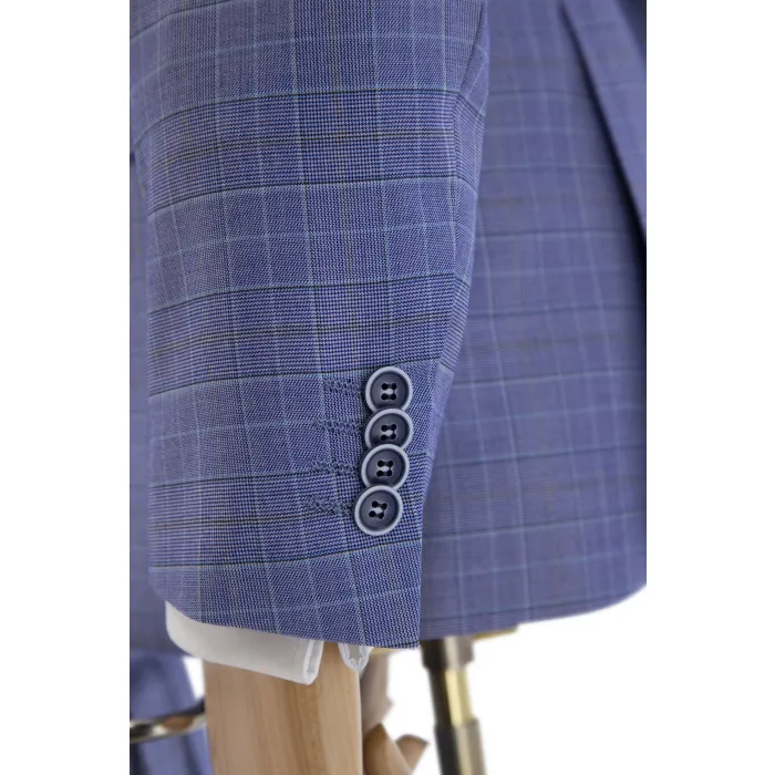 Henk ter Horst abito a tre pezzi a quadri glenncheck blu