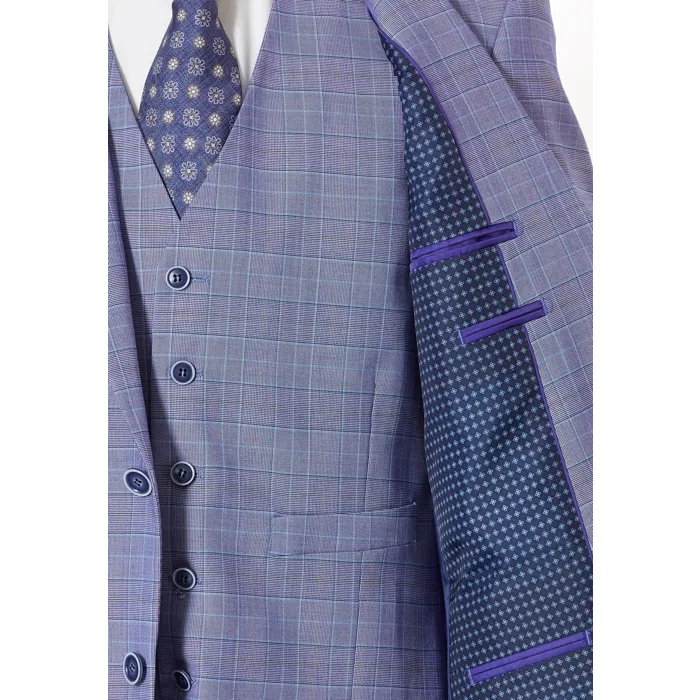 Henk ter Horst abito a tre pezzi a quadri glenncheck blu