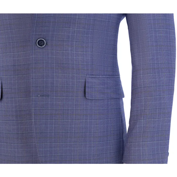 Henk ter Horst abito a tre pezzi a quadri glenncheck blu