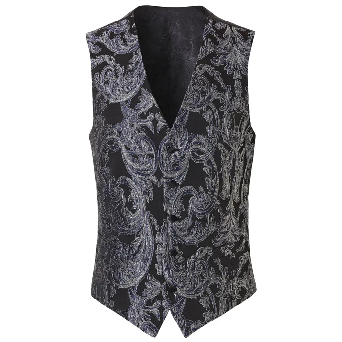 Henk ter Horst Gilet in jacquard con motivo barocco Argento