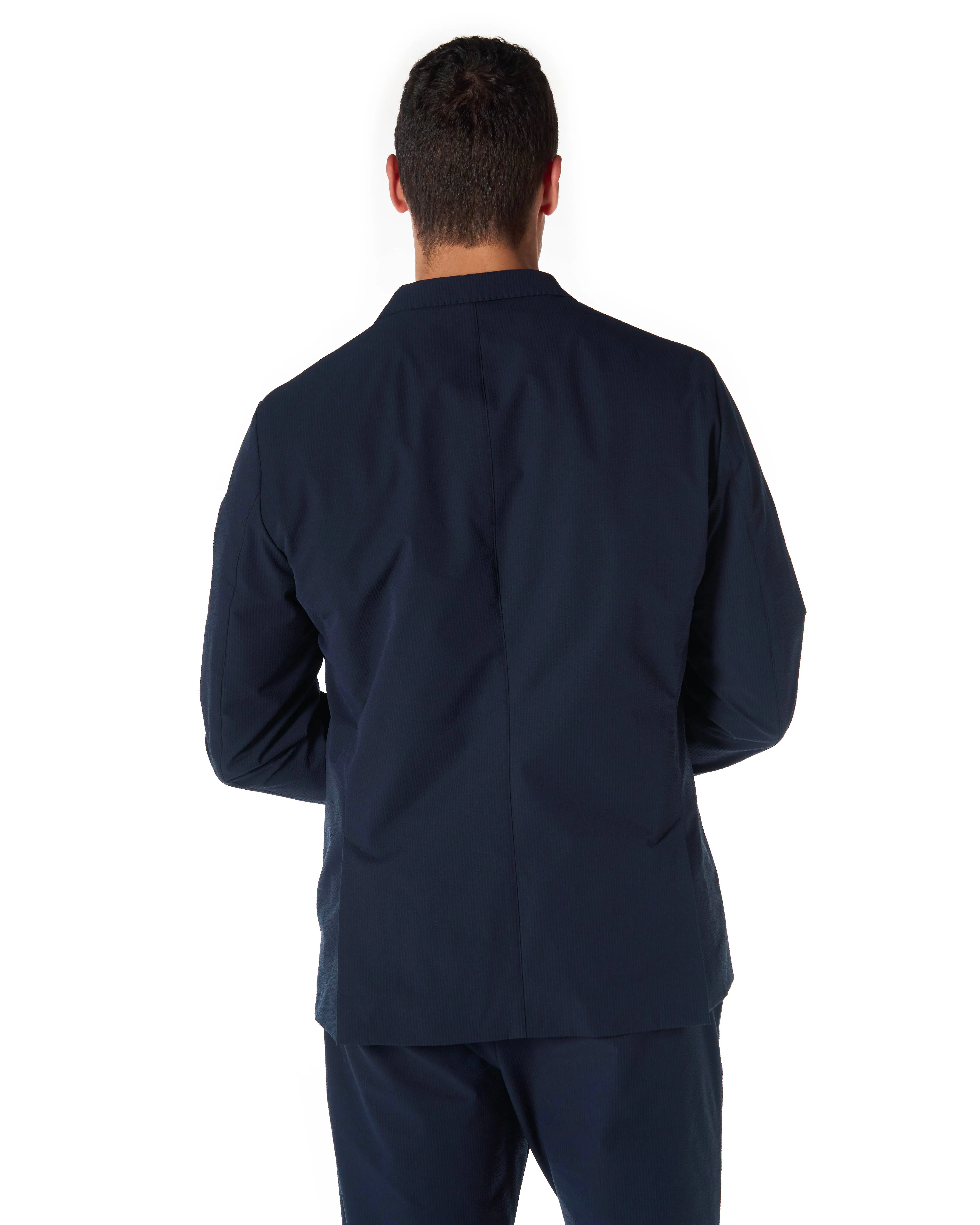 HERNO Giacca laminar seersuker color blu