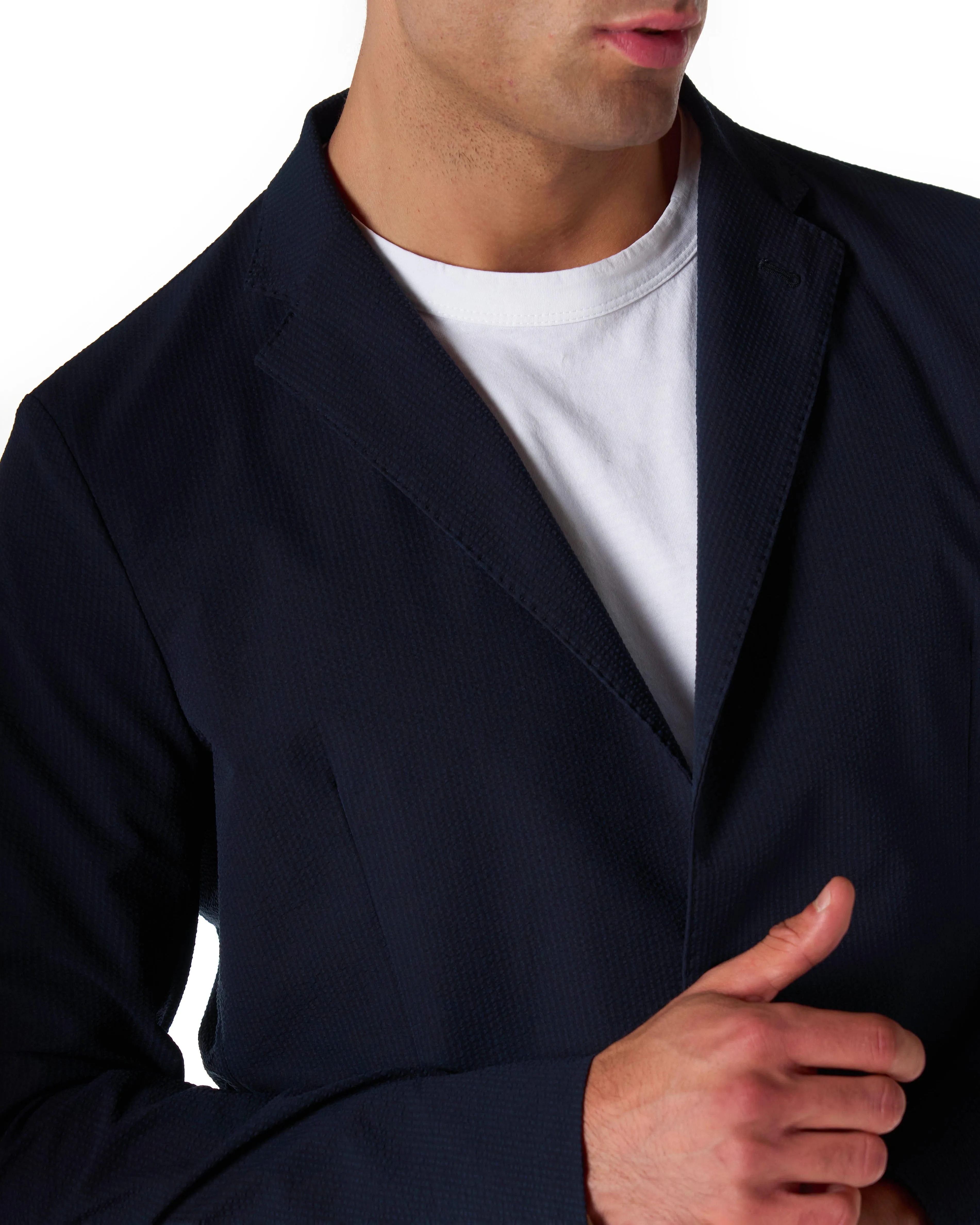 HERNO Giacca laminar seersuker color blu