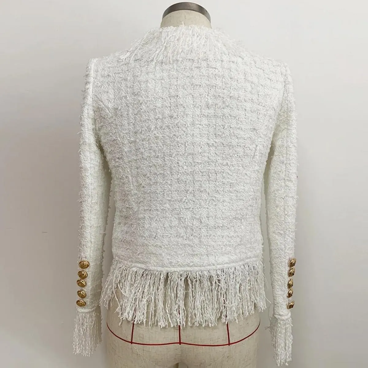 High Street Più Nuovo 2022 Autunno Inverno Barocco Designer Giacca da Donna Leone Bottoni Nappa Misto Lana Giacca di Tweed Cappo